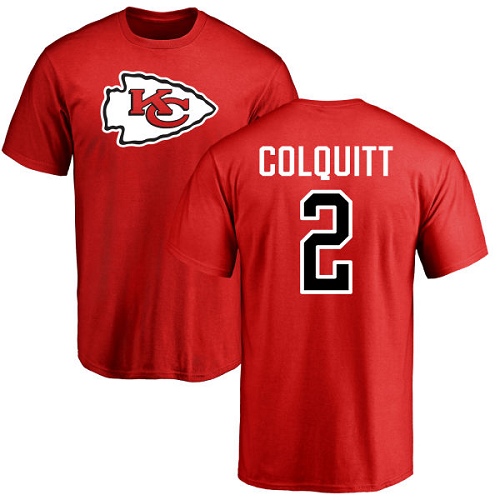 Men Kansas City Chiefs #2 Colquitt Dustin Red Name and Number Logo TShirt